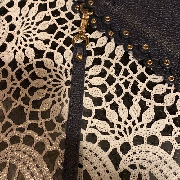 Michael Kors Scalloped Navy Leather Wristlet - Picture 7 of 11